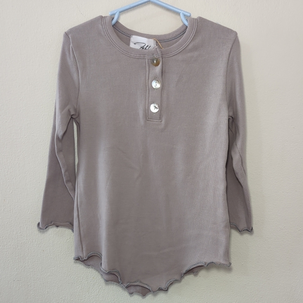 Fable & Ford Henley Long Sleeve Beige 100% Cotton New with Tags Girls Size 4T